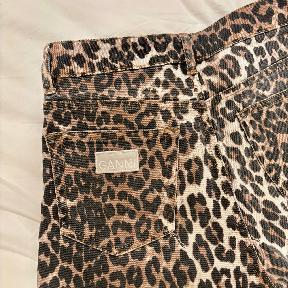 Ganni Betsy Leopard Print Flare Jeans